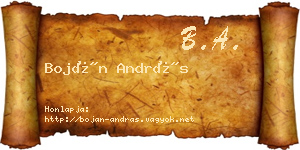 Boján András névjegykártya